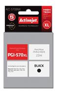 Canon Zonder Chip ActiveJet ACC-570BNX-inkt voor Canon-printer; Canon PGI-570BK XL-vervanging; Opperste; 22 ml; zwart
