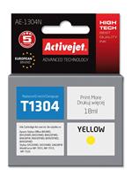 Activejet Activejet AE-1304N inkt (vervangt Epson T1304; Supreme; 18 ml; geel). Inkjet Cartridge Type: Hoog (XL) rendement, Type kleureninkt: Pigmentgebaseerde inkt, Type aanbod: Enkele verpakking, Vo