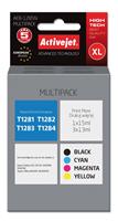 Activejet Activejet AEB-1285N inkt (vervanging Epson T1281, T1282, T1283, T1284; Supreme; 1 x 15 ml, 3 x 13 ml; zwart, rood, blauw, geel). Inkjet Cartridge Type: Hoog (XL) rendement, Type zwarte inkt:
