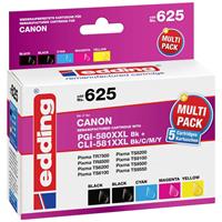 Edding Inkt combipack vervangt Canon PGI-580XXLBK/CLI Compatibel Zwart, cyaan, magenta, geel EDD-625 18-625