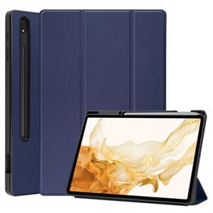 Tri-Fold Series Samsung Galaxy Tab S8+ Smart Folio Case - Donkerblauw