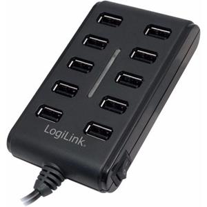 LogiLink UA0125 10-poorts USB 2.0-hub - Zwart