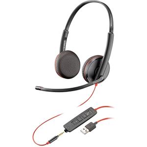 Plantronics Blackwire C3225 binaural On Ear headset Kabel Telefoon Stereo Zwart Ruisonderdrukking (microfoon), Noise Cancelling Volumeregeling, Microfoon