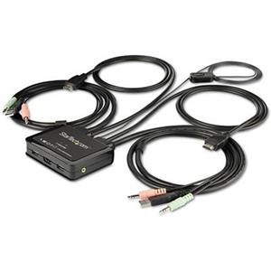 StarTech.com 2-Port HDMI KVM Switch with Built-In Cables - USB 4K 60Hz - KVM / audio switch - 2 ports