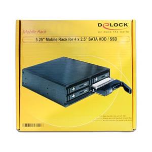 Delock Festplatten-Einbaurahmen 47220 - 5.25" Wechselrahmen für 4 x 2.5" SATA HDD / SSD