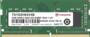Transcend 8GB DDR4-2400. Component voor: Notebook, Intern geheugen: 8 GB, Geheugenlayout (modules x formaat): 1 x 8 GB, Intern geheugentype: DDR4, Kloksnelheid geheugen: 2400 MHz, Geheugen form factor