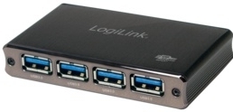 LOGILINK USB 3.0 HUB 4-port, Aluminium met Ãberstromschutz
