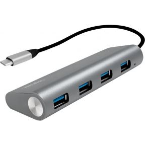 LogiLink USB 3.0 Hub mit USB-C Gen1 Anschluss, 4-Port, grau