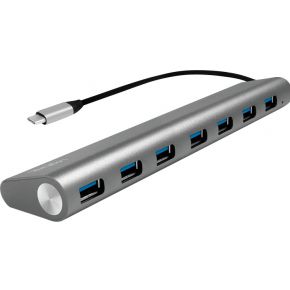 LogiLink USB 3.0 Hub mit USB-C 3.1 Anschluss, 7-Port, grau
