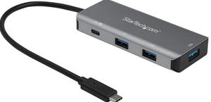 StarTech.com 4-Port USB-C Hub with PD 3.0 - 10Gbps - 3x USB-A & 1X USB-C - hub - 4 ports USB-Hubs - 4 - Schwarz