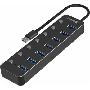 Sandberg USB 3.0 Hub 7 Ports USB-Hubs - USB 3.0 - 7 - Schwarz
