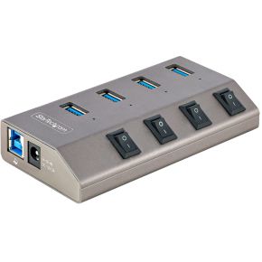 StarTech.com 4-Port Self-Powered USB-C Hub met Individuele On/Off Schakelaars, USB 3.0 5Gbps Expansi