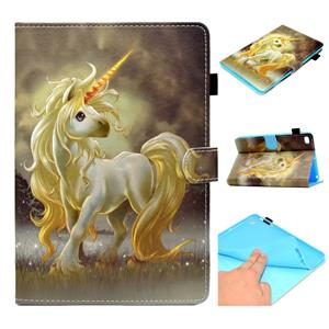 huismerk Voor iPad Mini 1 / 2 / 3 / 4 / 5 Painted Horizontal Flat Leather Case met Sleep Functie & Card Slot & Buckle Anti-slip Strip & Wallet(Unicorn)