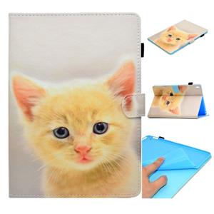 huismerk Voor iPad Pro 9 7 inch Gespoten horizontale platte leren hoes met slaapfunctie & kaartslot & gesp antispad Strip & Bracket & Wallet(Cute Cat)