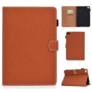 huismerk Voor iPad Mini 4 / Mini 3 / Mini 2 / Mini Solid Color Tablet PC Universal Magnetic Horizontal Flip Leather Case met kaartslots & houder(bruin)