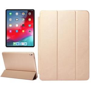 huismerk Horizontale Flip effen kleur lederen draagtas voor iPad Pro 11 inch (2018) met drie-opvouwbare houder & Wake-up/slaapfunctie (goud)