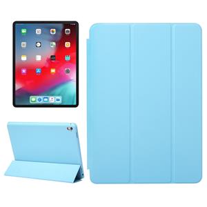 huismerk Horizontale Flip effen kleur lederen draagtas voor iPad Pro 11 inch (2018) met drie-opvouwbare houder & Wake-up/slaapfunctie (blauw)