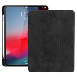 huismerk Horizontale Flip leder geval met Pen sleuf drie-vouwen houder & Wake-up / Sleep functie voor iPad Pro 12 9 (2018) (zwart)