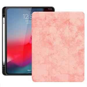 huismerk Horizontale Flip leergeval geval met pen sleuf drie-opvouwbare houder & Wake-up/slaapfunctie voor iPad Pro 12 9 (2018) (roze)