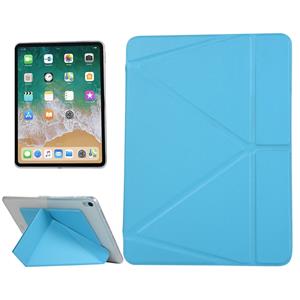 huismerk PU lederen case voor iPad Pro 11 inch (2018) met multi-opvouwbare houder & slaap/Wake-up functie (meer blauw)