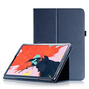 huismerk Litchi textuur horizontale Flip lederen case voor iPad Pro 11 inch 2018 met houder & slaap/Wake-up functie (donkerblauw)