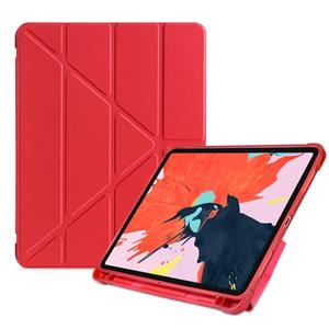 huismerk Multi-Folding shock proof TPU beschermende case voor iPad Pro 11 inch (2018) met houder & Pensleuf (rood)