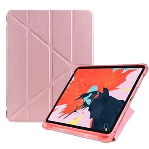 huismerk Multi-Folding shock proof TPU beschermende case voor iPad Pro 11 inch (2018) met houder & pen sleuf (Rose goud)