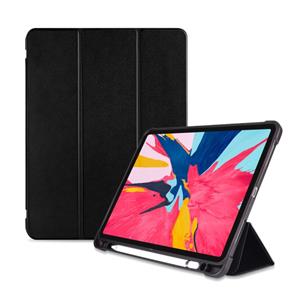 huismerk Drie-vouwen Shockproof TPU beschermhoes voor iPad Pro 11 inch (2018) met houder & stylushouder (zwart)