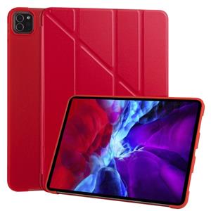 Voor iPad Pro 11 (2020) Multi-vouwend horizontaal flip PU leder + schokbestendige honingraat TPU-behuizing met houder(rood)