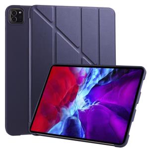 Voor iPad Pro 11 (2020) Multi-vouwend horizontaal flip pu-leer + schokbestendige honingraat TPU-behuizing met houder(donkerblauw)