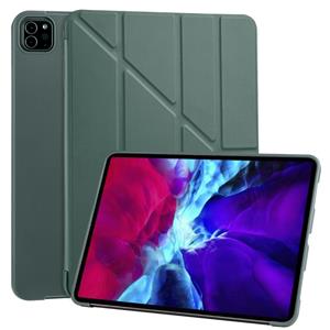 Voor iPad Pro 11 (2020) Multi-vouwend horizontaal flip PU leder + schokbestendige honingraat TPU-behuizing met houder(groen)