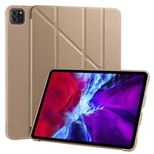 Voor iPad Pro 11 (2020) Multi-vouwend horizontaal flip PU leder + schokbestendige honingraat TPU-behuizing met houder(goud)