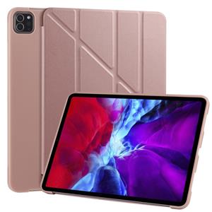 huismerk Voor iPad Pro 11 (2020) Multi-folding Horizontal Flip PU Leder + Shockproof Honeycomb TPU Case with Holder (Rose Gold)