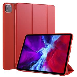 Voor iPad Pro 11 (2020) 3-vouwend horizontaal flip PU leder + schokbestendige honingraat TPU-behuizing met houder(rood)