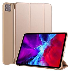 Voor iPad Pro 11 (2020) 3-vouwend horizontaal flip PU leder + schokbestendige honingraat TPU-behuizing met houder(goud)