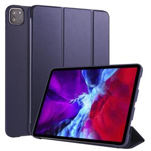 Voor iPad Pro 11 (2020) 3-vouwend horizontaal flip PU leder + schokbestendige honingraat TPU-behuizing met houder(donkerblauw)