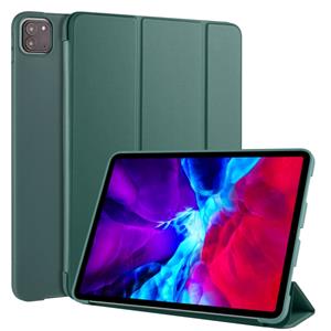 Voor iPad Pro 11 (2020) 3-vouwen de horizontale flip PU leder + shockproof honingraat TPU geval met houder (Pine Green)