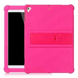 huismerk Voor iPad 6 (9.7 Universal) Tablet PC Siliconen beschermhoes met onzichtbare beugel (Rose Red)