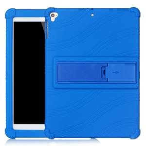 huismerk Voor iPad 6 (9.7 Universal) Tablet PC Siliconen beschermhoes met onzichtbare beugel (donkerblauw)