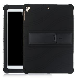 huismerk Voor iPad 6 (9.7 Universal) Tablet PC Siliconen beschermhoes met onzichtbare beugel(zwart)