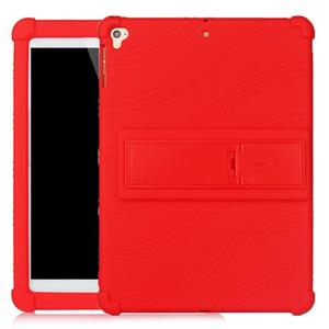 huismerk Voor iPad 6 (9.7 Universal) Tablet PC Siliconen beschermhoes met onzichtbare beugel(rood)