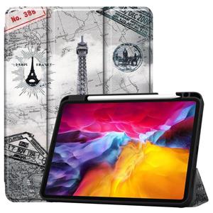 huismerk Gekleurde tekening horizontale flip TPU + PU lederen behuizing met drie-opvouwbare houder / slaap / wake-up functie & pen sleuf voor iPad Pro 11 inch