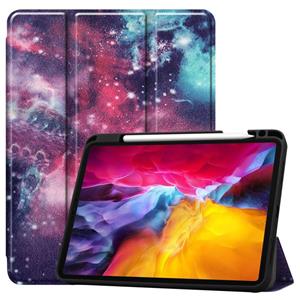 Gekleurde tekening horizontale flip TPU + PU lederen behuizing met drie-opvouwbare houder / slaap / wake-up functie & pen sleuf voor iPad Pro 11 inch