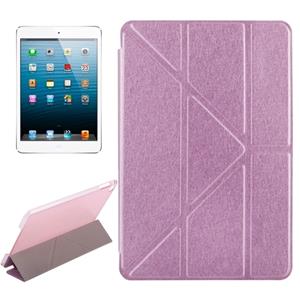 huismerk Transformatoren stijl Silk textuur horizontale Flip effen kleur lederen draagtas met houder voor iPad Mini 2019(Pink)