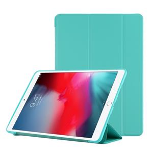 huismerk PU plastic bodem geval opvouwbare vervorming links en rechts Flip lederen draagtas met drie voudige beugel & Smart Sleep voor iPad Air3 2019 (mintgroe