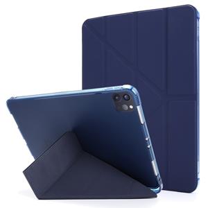 huismerk Voor iPad Pro 11 (2020/2018) Multi-folding Horizontal Flip PU Leder + Schokbestendige TPU Case met Holder & Pen Slot (Donkerblauw)