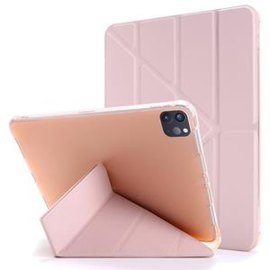 huismerk Voor iPad Pro 12.9 (2020/2018) Multi-folding Horizontal Flip PU Leder + Schokbestendige TPU Case met Holder & Pen Slot(Gold)