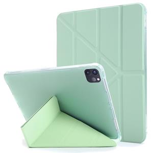 huismerk Voor iPad Pro 12.9 (2020/2018) Multi-folding Horizontal Flip PU Leder + Schokbestendige TPU Case met Holder & Pen Slot(Groen)