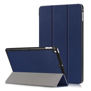 huismerk Custer textuur horizontale Flip lederen case voor iPad mini 2019 & Mini 4 met drie-opvouwbare houder & slaap/Wake-up functie (donkerblauw)