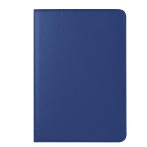 huismerk iPad Mini 4 horizontaal Litchi structuur PU leren Flip Hoesje met 360 graden draaiende houder (donker blauw)